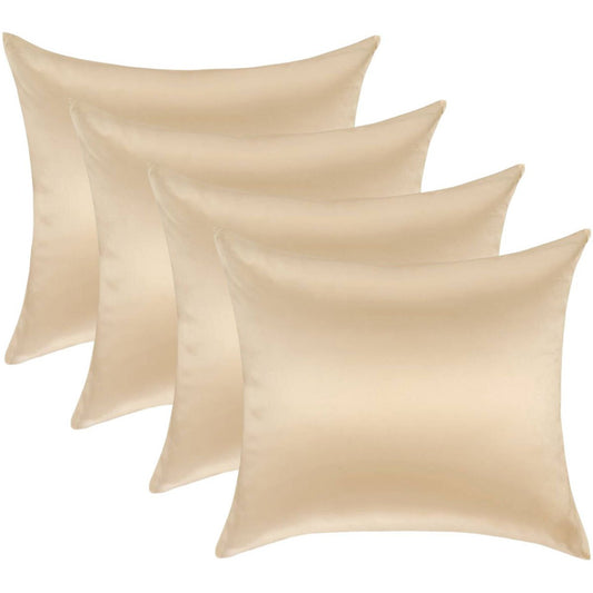 Voordeelset 4x 100% Zijden kussensloop Donker Champagne Hotelsluiting - 22MM