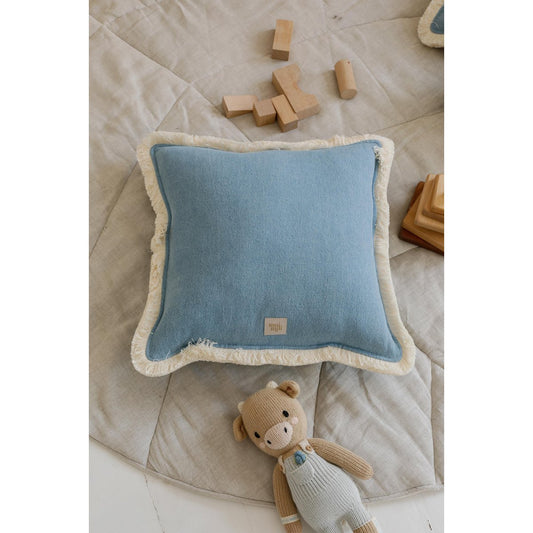 Jeans denim kussen met franje, Decoratief kussen, ribbenkussen, Bankkussen, Kussen voor de woonkamer, Moderne kussens