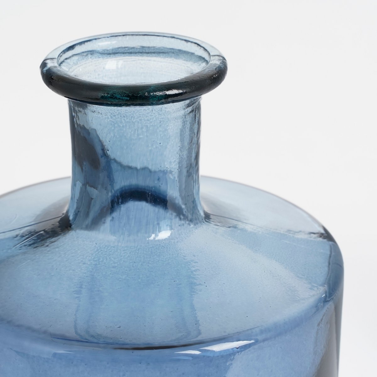 Guan Bottle Vase - H40 x Ø15 cm - Recycled Glass - Blue