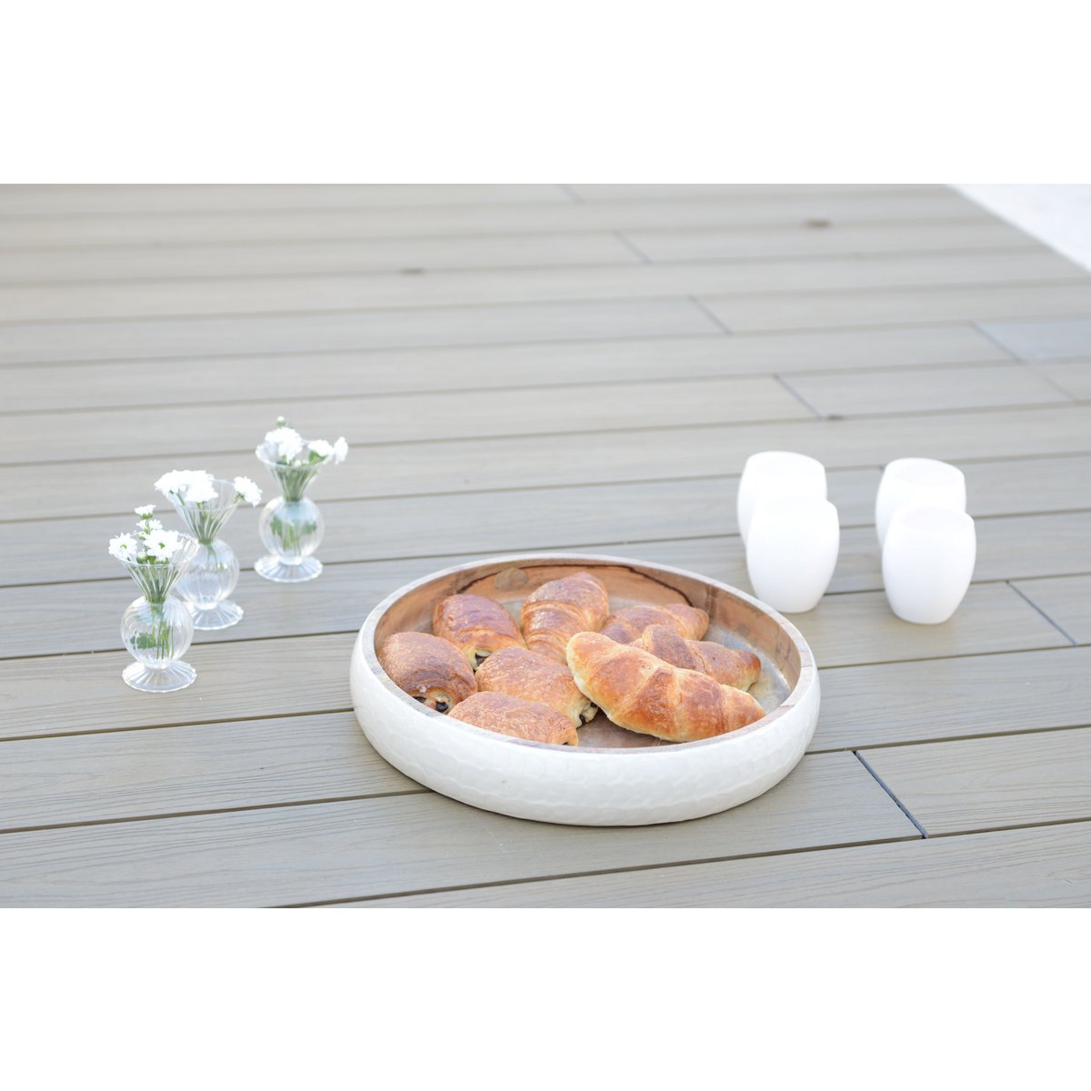 Wit Wood Round Mangoier 40x40x7cm