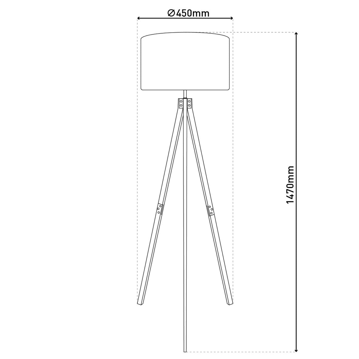 Staande lamp "Filco" Ø Ca. 45 cm, 147 cm hoog, gemaakt van hout en plastic in bruin en grijs, voor E27, voor woonkamer, slaapkamer en eetkamer