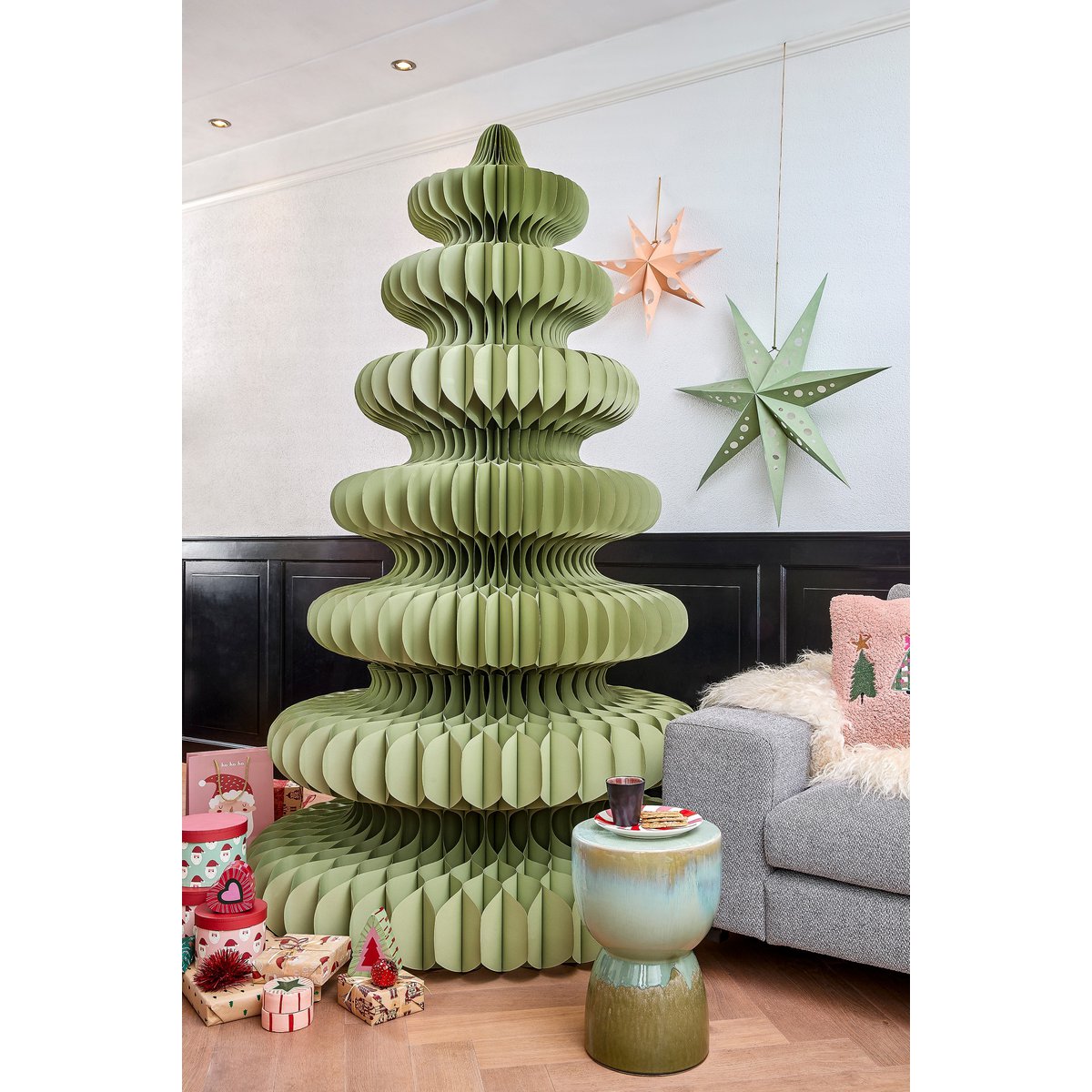 Decoratie Kerstboom - H212 x  Ø148 cm - Papier - FSC 100% - Groen