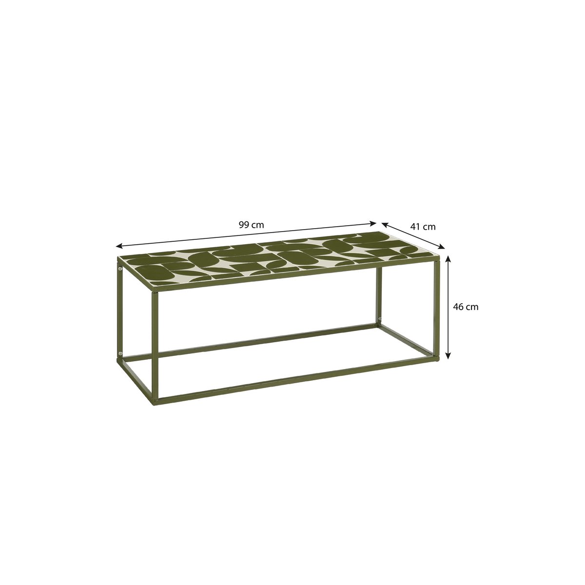 Bologna Salontafel Buiten - L99 x B41 x H46 cm - Metaal - Donkergroen