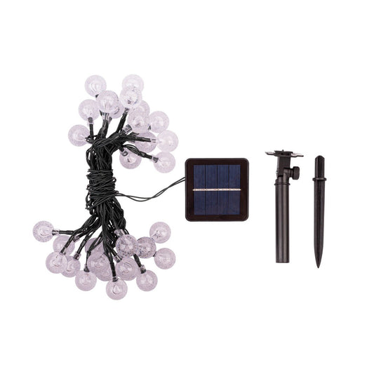 Buiten lichte keten met decoratieve ballen in glazen look, 868 cm lang, warm wit,