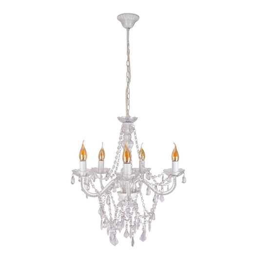 5 Kroon "Cecilia" voor E14 -aansluiting, Ø 52 cm, gemaakt van metaal en acryl, in wit