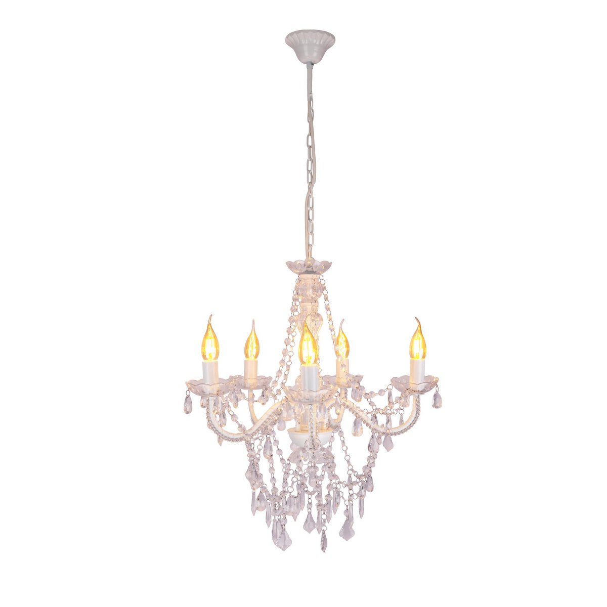 5 Kroon "Cecilia" voor E14 -aansluiting, Ø 52 cm, gemaakt van metaal en acryl, in wit