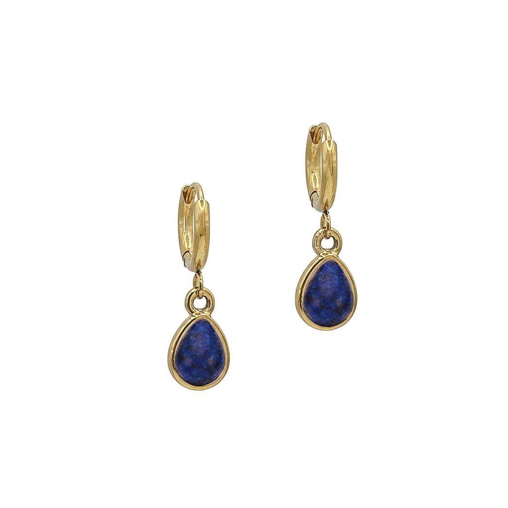 LOUIZ Oorbellen met Lapis Lazuli hangertje
