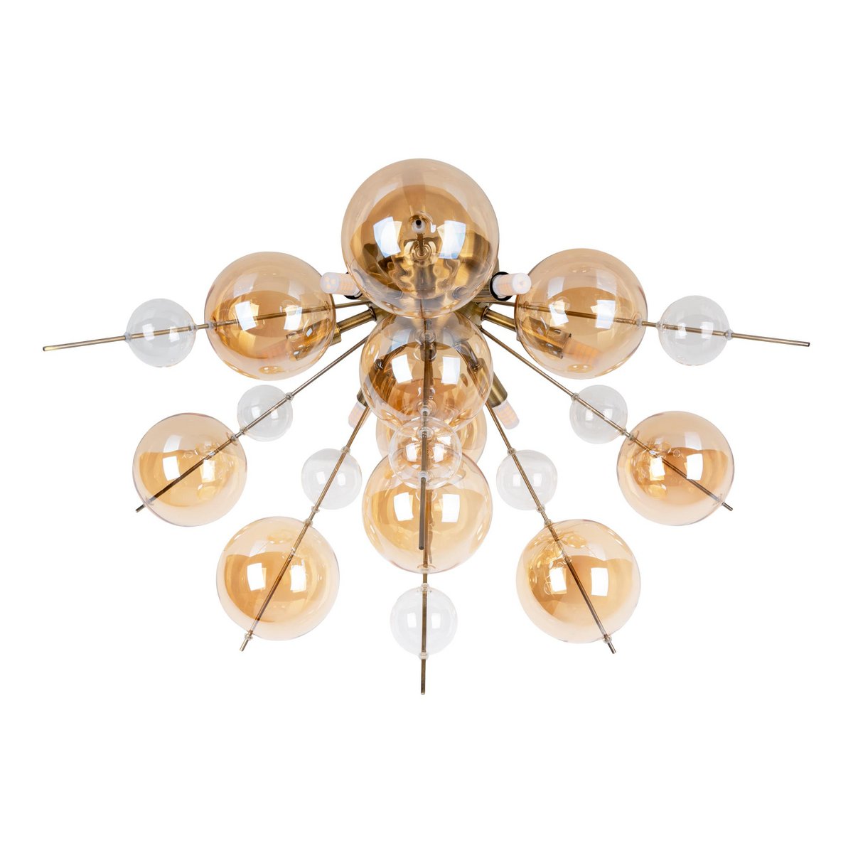 Plafondlamp "explosie" Amber gemaakt van metaal en glas, G9 -versies, plafondlamp voor eetkamer, woonkamer, gang of kantoor, Ø57 cm