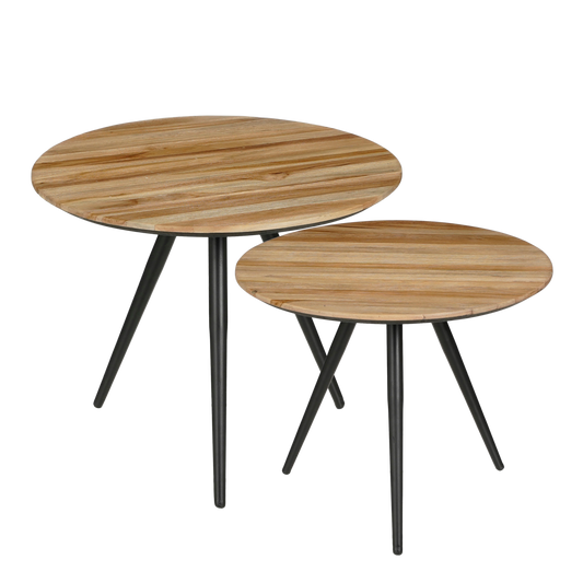 Jailey Side Table - Set of 2 - H49 x Ø50 cm - Recycled Wood - Brown