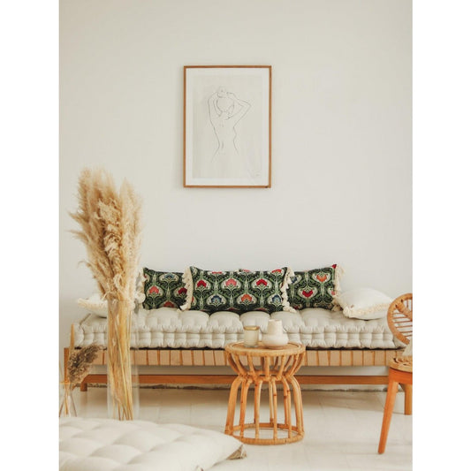 "Green medusa" bolster met franje