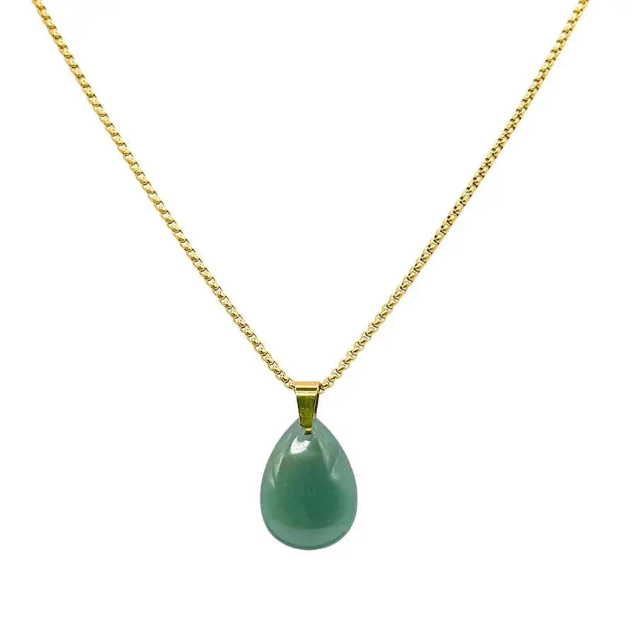 LOUIZ Ketting met Aventurijn Bedel Goudkleurig