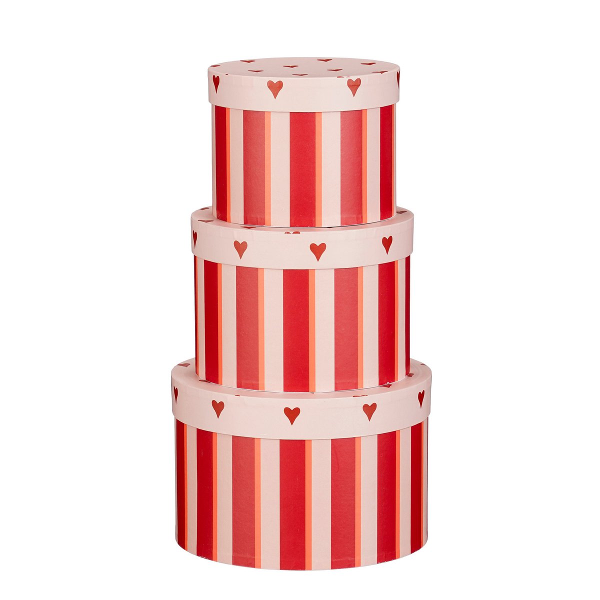 Opbergdoos - Set van 3 - H14 x Ø21 cm - Papier - FSC Mix - Rood