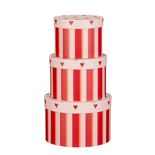 Opbergdoos - Set van 3 - H14 x Ø21 cm - Papier - FSC Mix - Rood