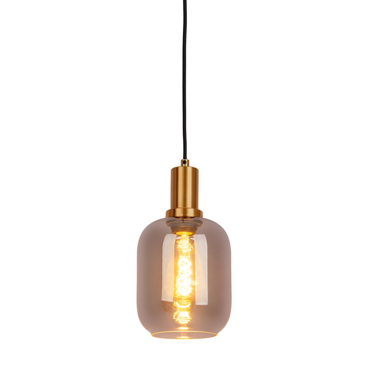 1-pendelende lamp "fumo", hanglamp gemaakt van metaal en glas in zwart, met E14-aansluiting, voor eetkamer, woonkamer, gang of kantoor, hangende lamp 150 x 20 cm