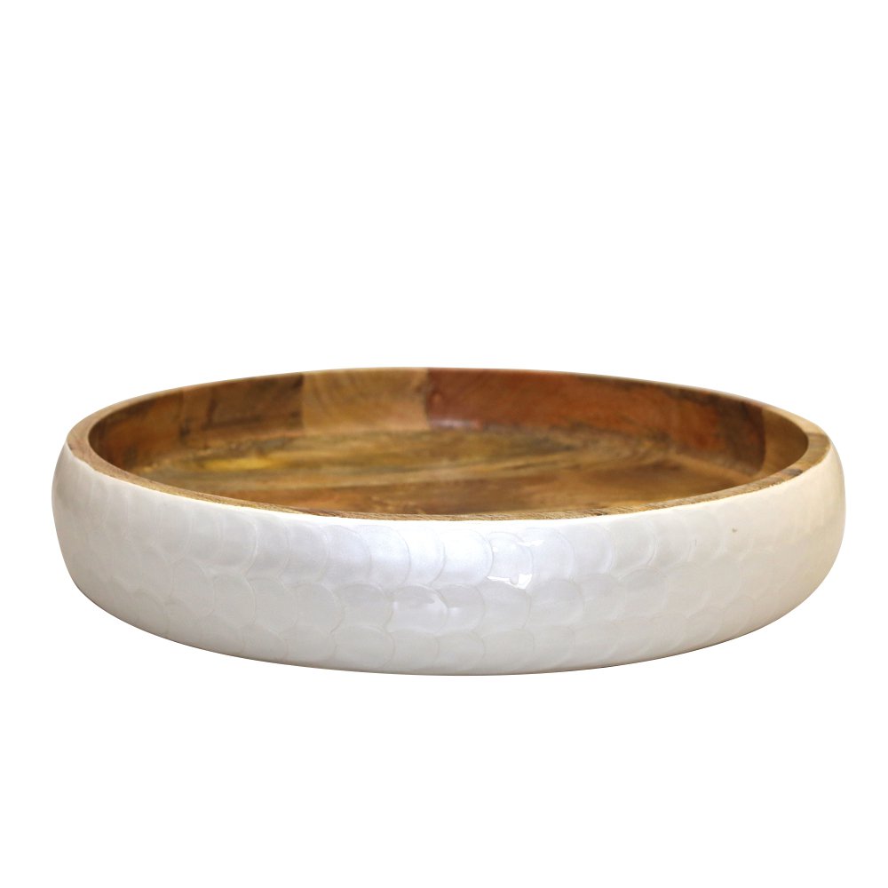 Wit Wood Round Mangoier 40x40x7cm