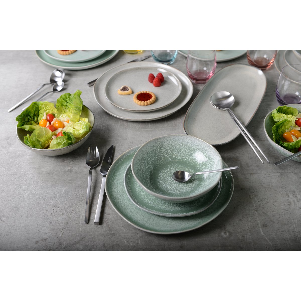 Mat zilveren salade bestek