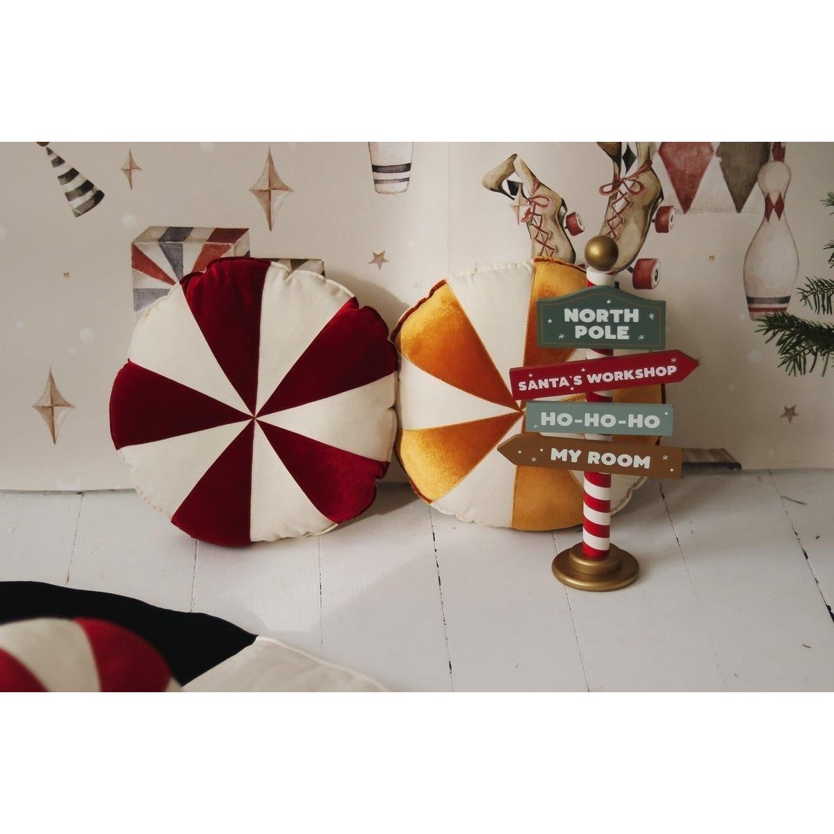 “Red Candy” patchwork kerstkussen, cadeau-idee voor de feestdagen