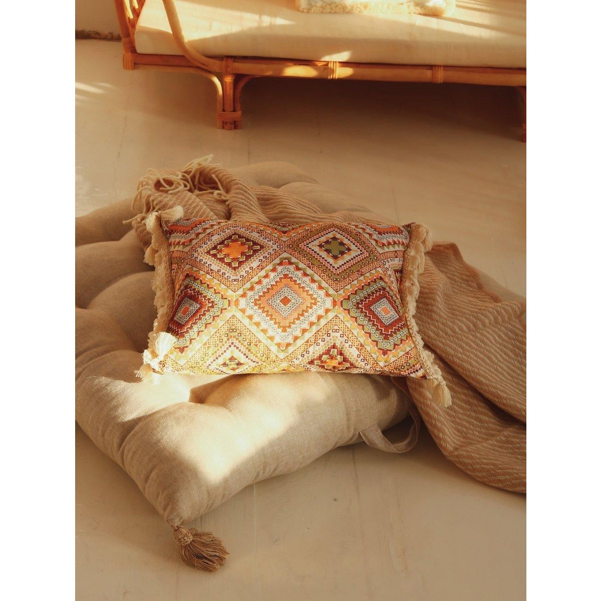 Kussen "Boho tribe" met franje