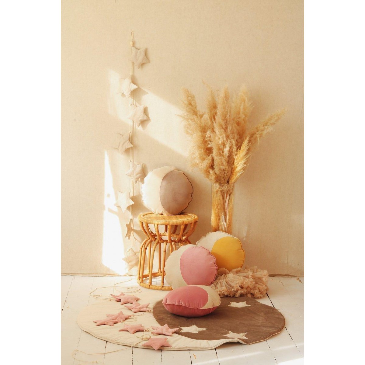 Fluwelen slinger "Cream Dust" met sterren