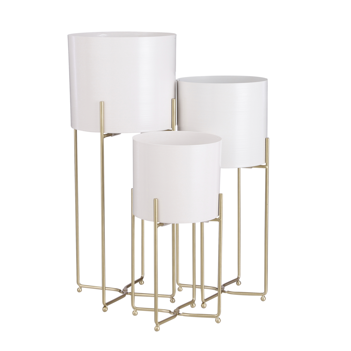 Aries Bloempot op Standaard - Set van 3 - H58 x Ø24 cm - Wit