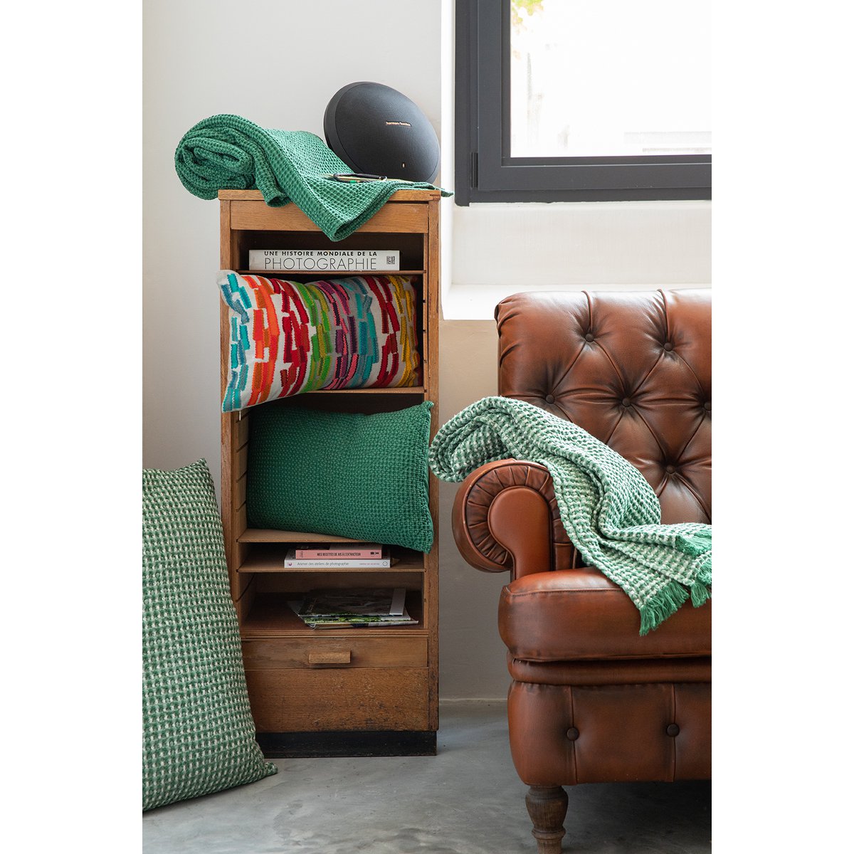 Maia Spruce stonewashed kussen 45 x 45
