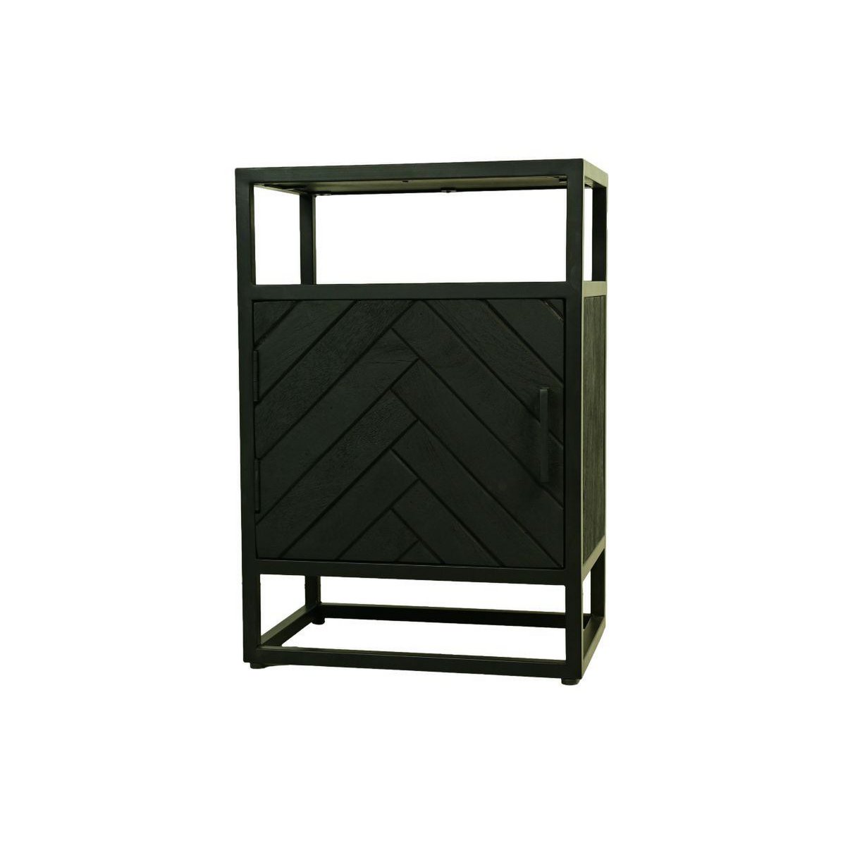 HSM Collection-Nachtkastje 1 Deur Links-45x32x65-Zwart-Mango/Metaal
