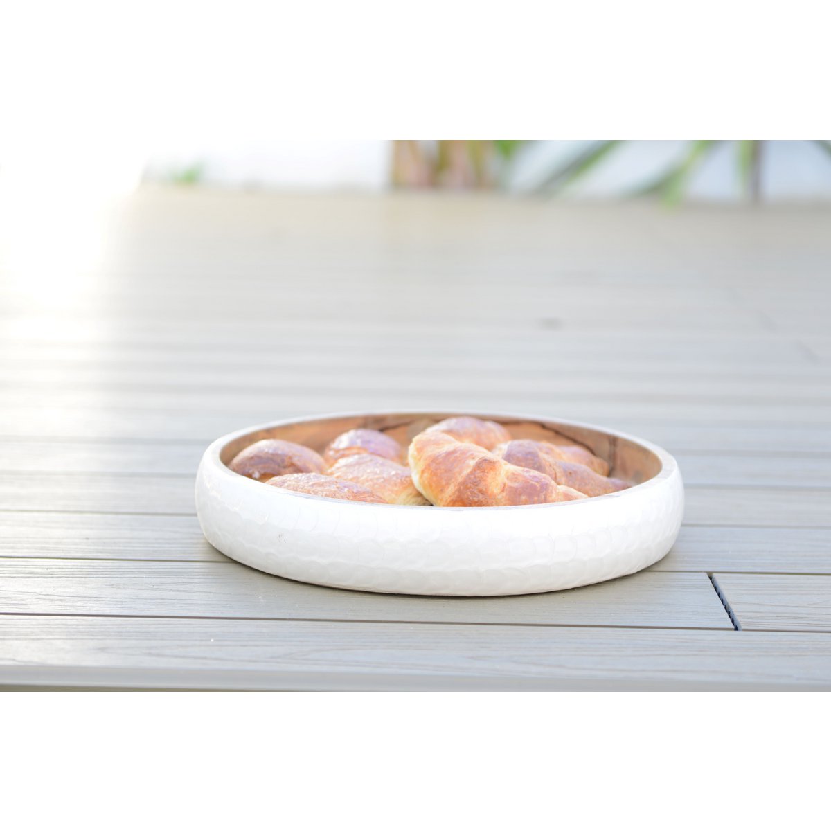 Wit Wood Round Mangoier 40x40x7cm