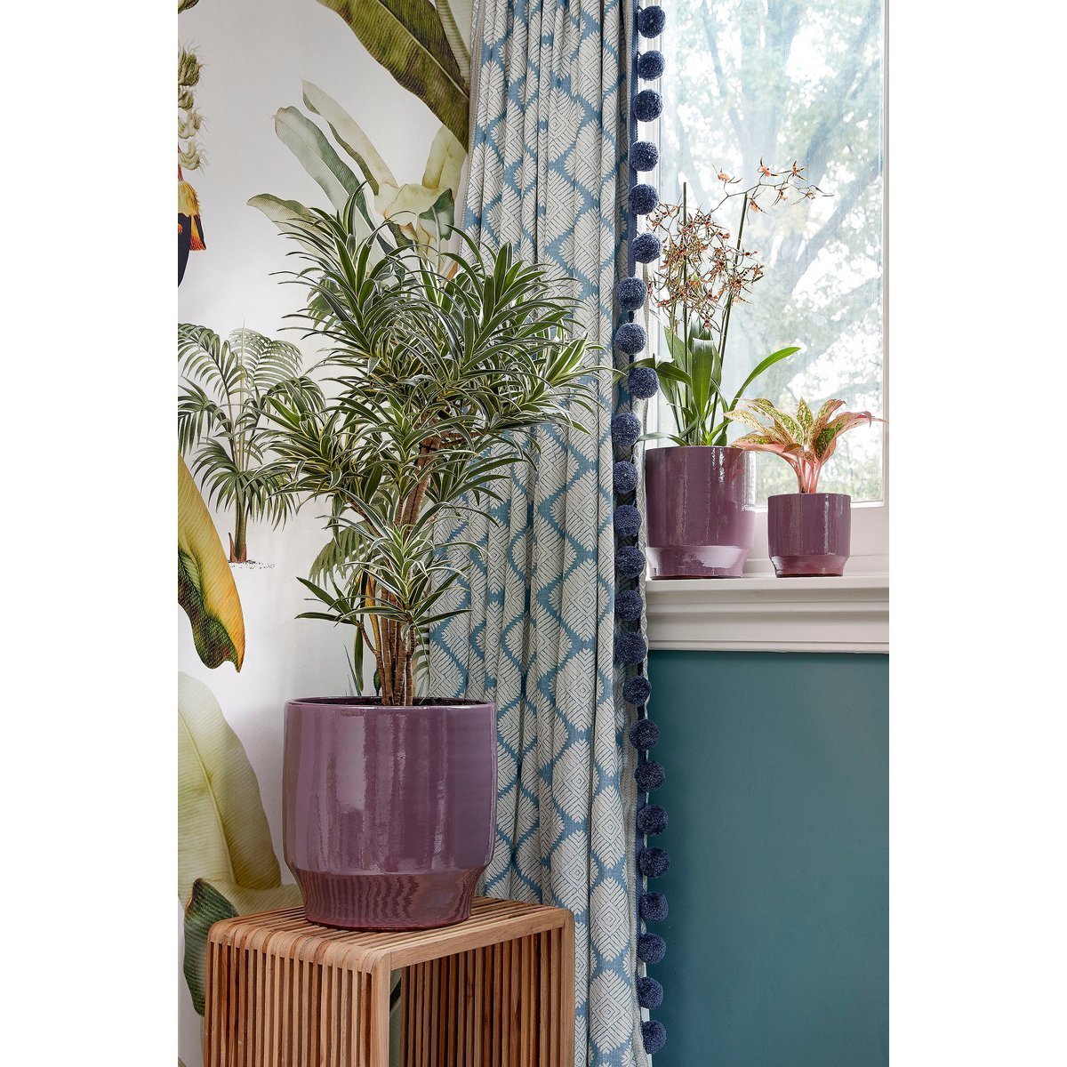 Yonker Plantentafel - Set van 2 - L35 x B25 x H80 cm - Gerecycled Hout - Bruin