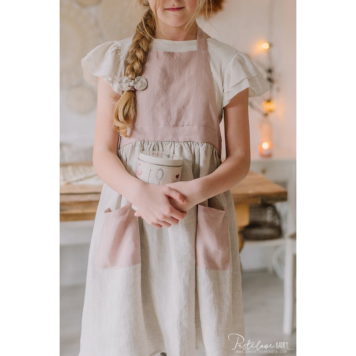 Kinderlinnen keukenschort "Sweet Cookie" 6-15 jaar