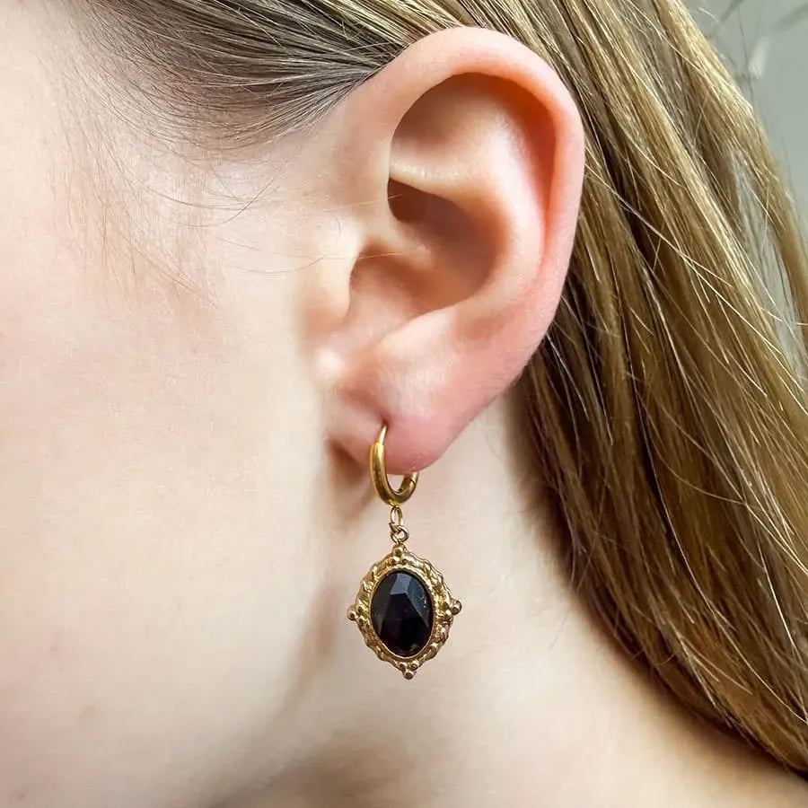 LOUIZ Oorbellen met Black Onyx
