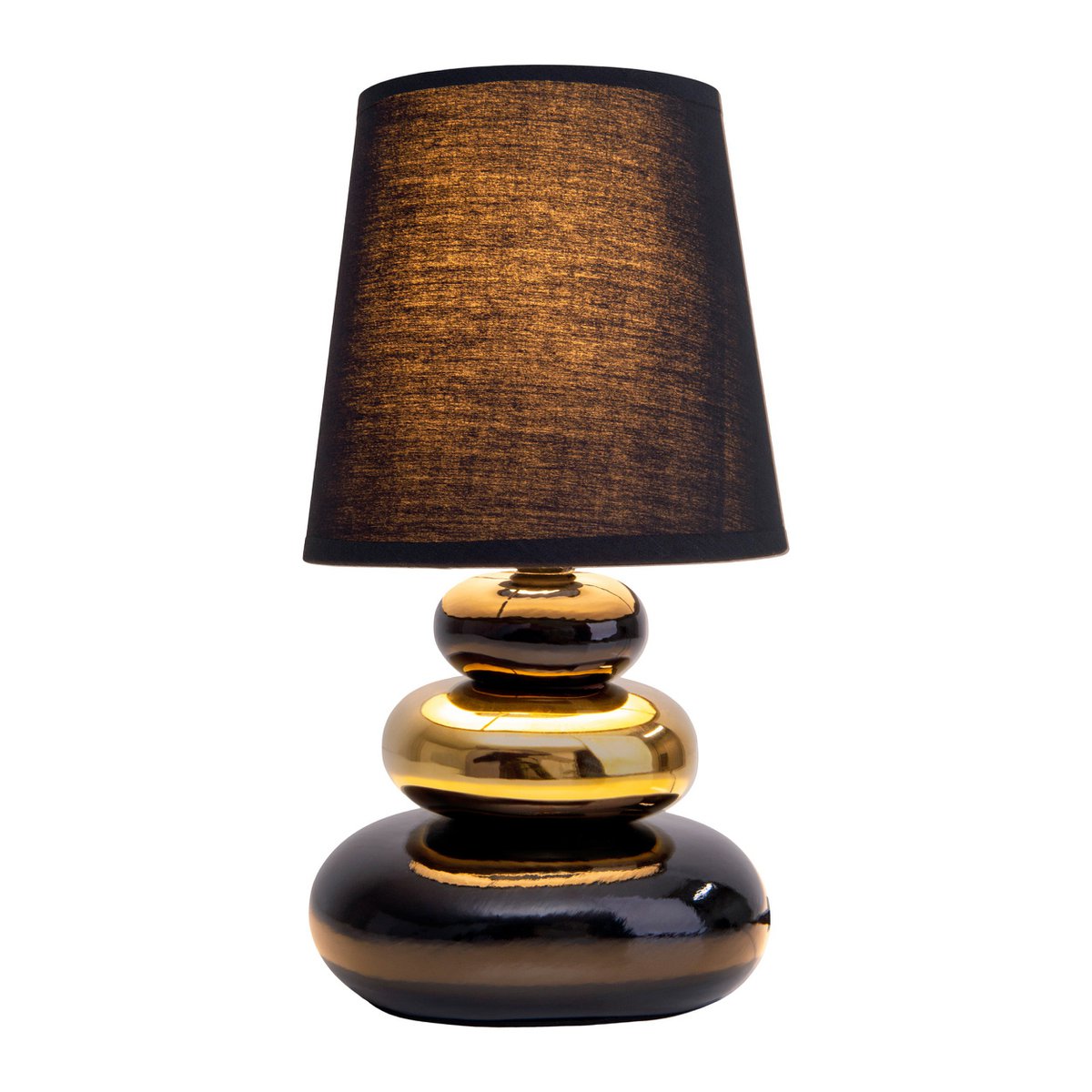 Keramische tafellamp "stoney", tafellamp gemaakt van keramiek en textiel in zwart, goud, met E14 -versie, tafellamp voor eetkamer, woonkamer, gang of kantoor, of als een bedlamp, 31 cm hoog