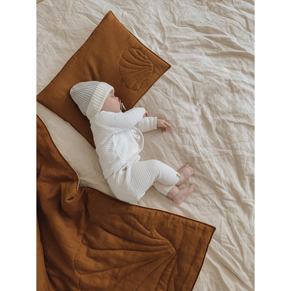 Linnen schelp kinderovertrekset "Caramel" Groot formaat
