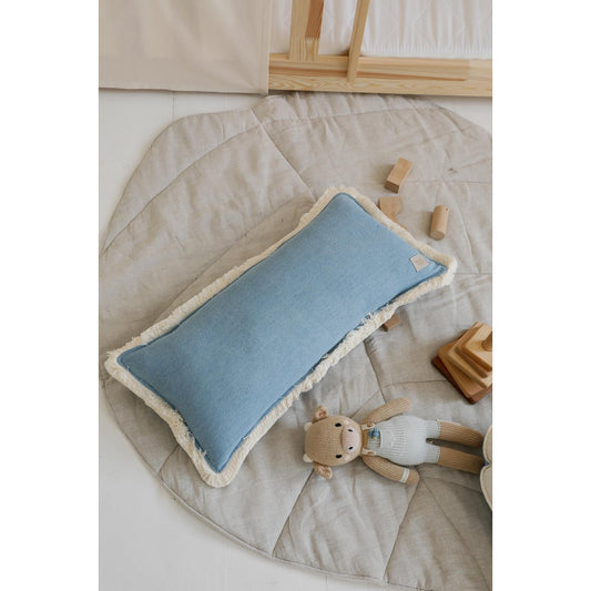 Jeans denim bolster met franje, Decoratief kussen, Fluwelen kussen, Bankkussen, Kussen voor de woonkamer, Moderne kussens