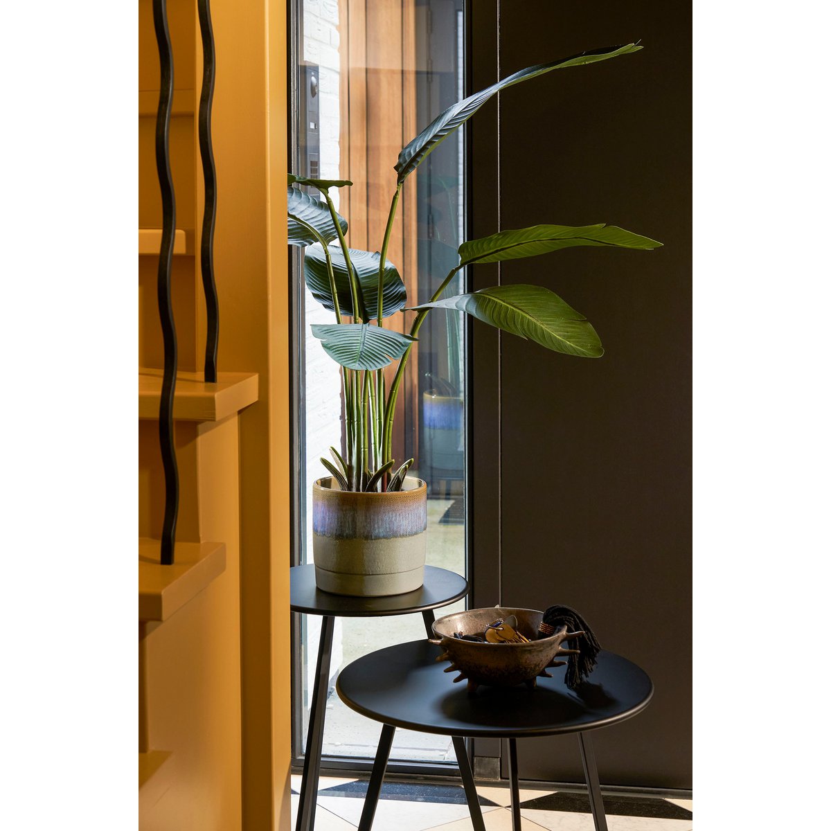 Olof Bloempot - H20 x Ø22 cm - Terracotta - Donkerblauw