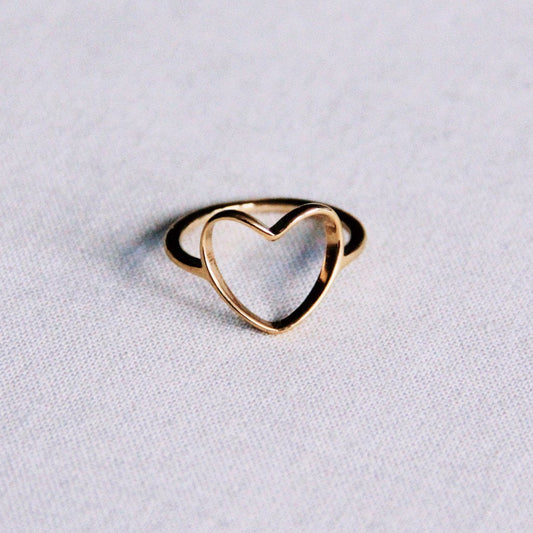 Stalen ring met open hart - goud