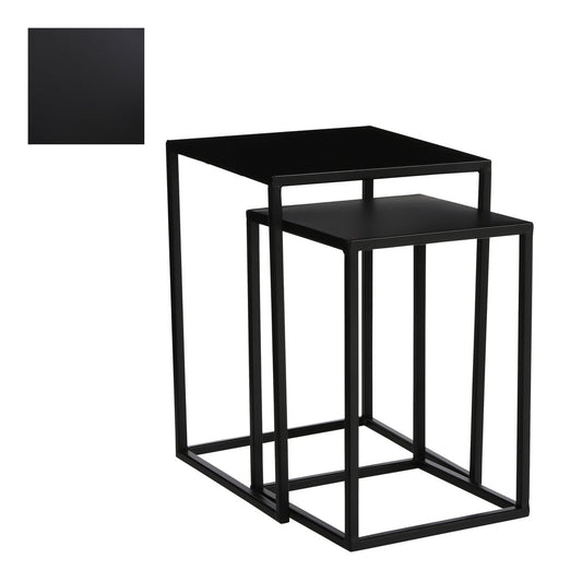 Goa Side table - Set of 2 - L30 x W30 x H42 cm - Metal - Black
