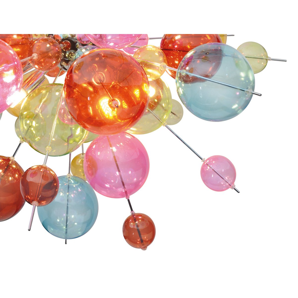 Hanger lamp "explosie" gekleurd gemaakt van metaal en glas, G9 -versies, hangende lamp voor eetkamer, woonkamer, hal of kantoor, Øca. 65 cm