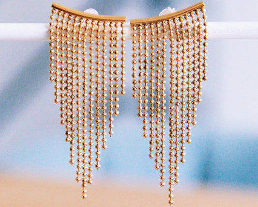 Statement oorbel waterval 'ballchain'