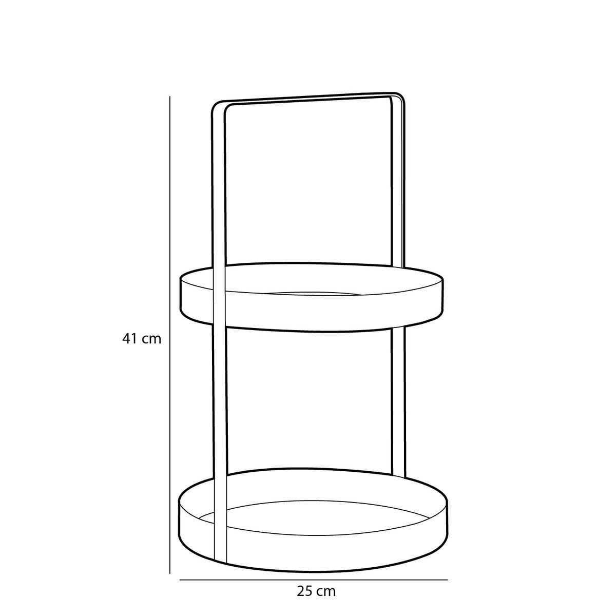 Etagère 2-Laags - H41 x Ø25 cm - Metaal - Goud