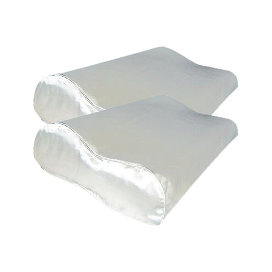 Voordeelset 2x 100% Zijden kussensloop Ergonomisch Wit met Zilver Ionen - 22MM