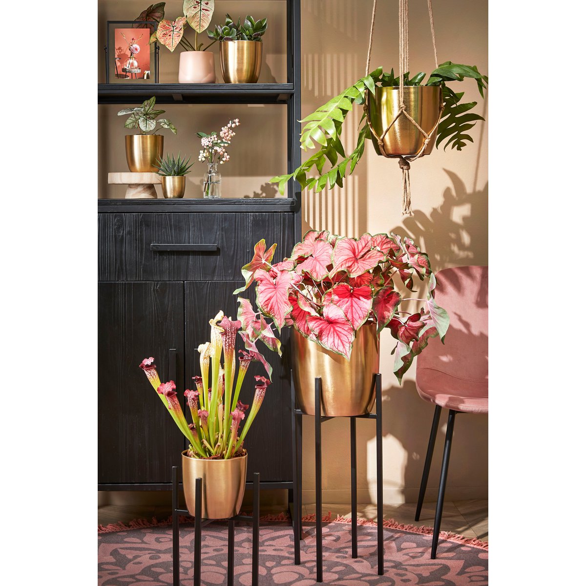 Alano Bloempot - H21 x Ø22 cm - Metaal - Goud