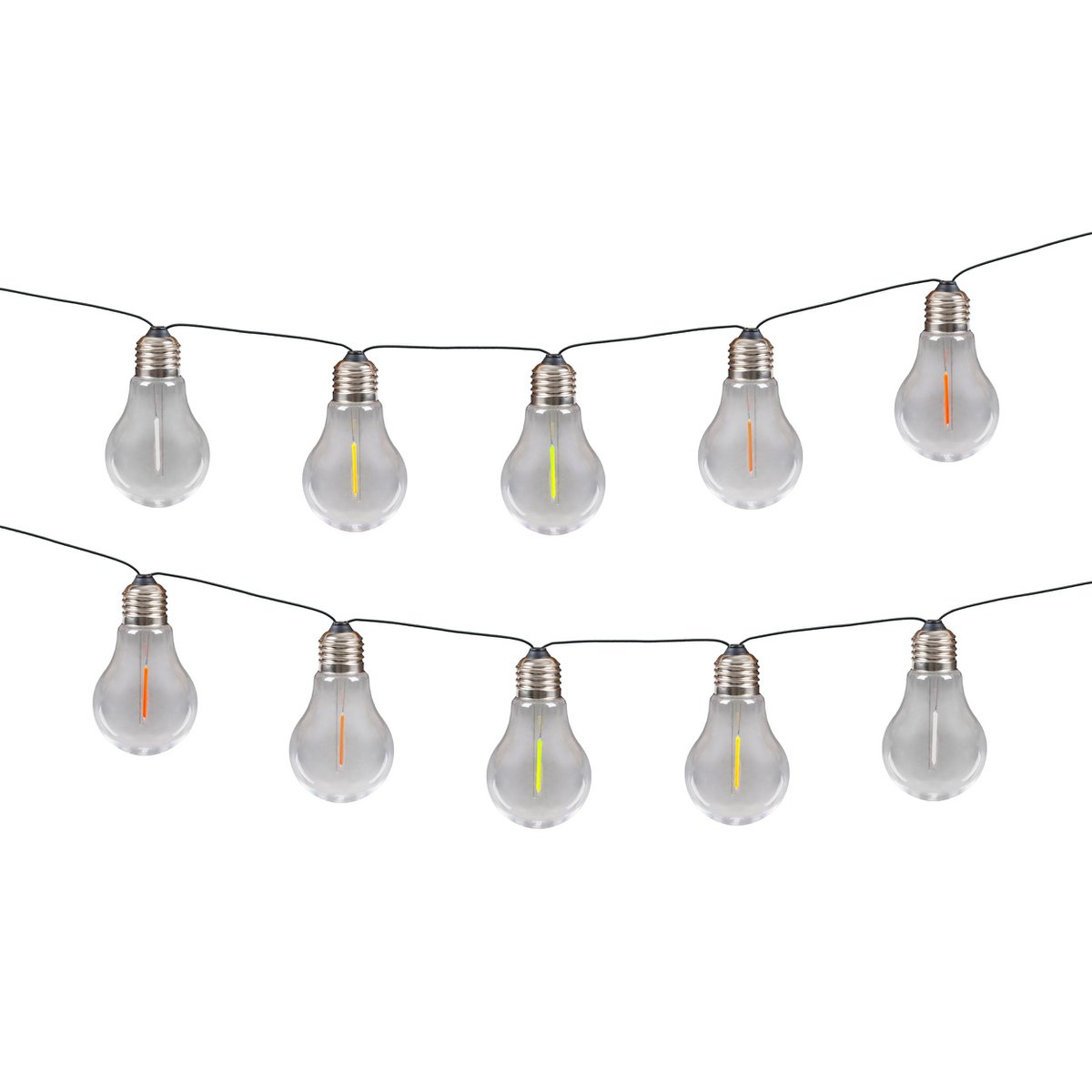 10-geleide zonne-buitenkant lichte keten "Linda" Totale lengte 370 cm, 10 ballen (afstand 20 cm) met Ø 6 cm, plastic, RGB kleurverandering