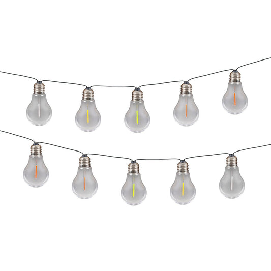 10-geleide zonne-buitenkant lichte keten "Linda" Totale lengte 370 cm, 10 ballen (afstand 20 cm) met Ø 6 cm, plastic, RGB kleurverandering