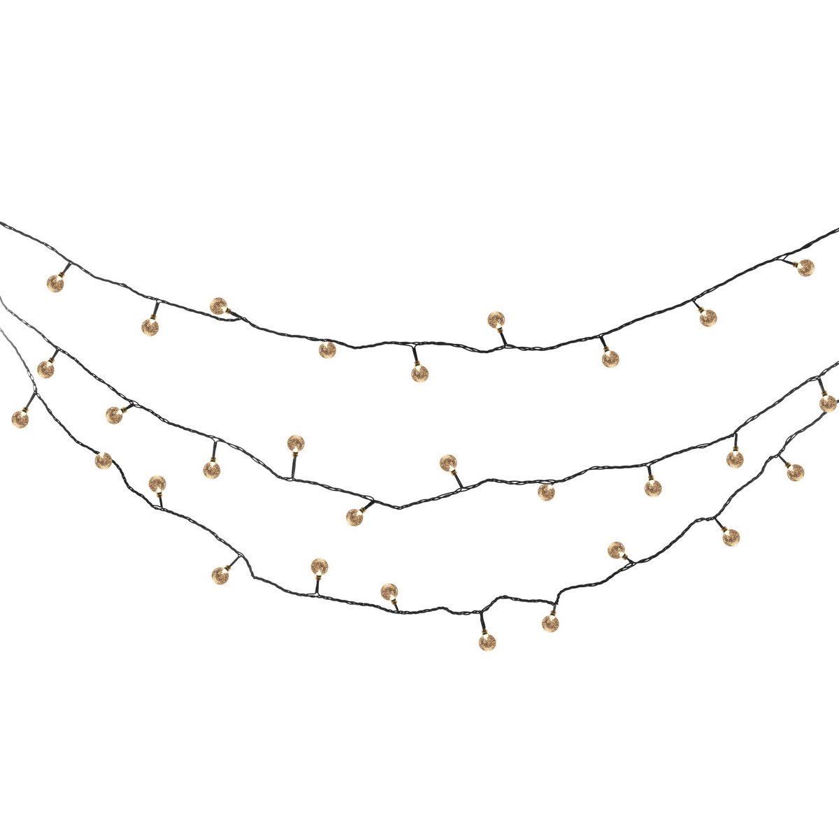 Buiten lichte keten met decoratieve ballen in glazen look, 868 cm lang, warm wit,