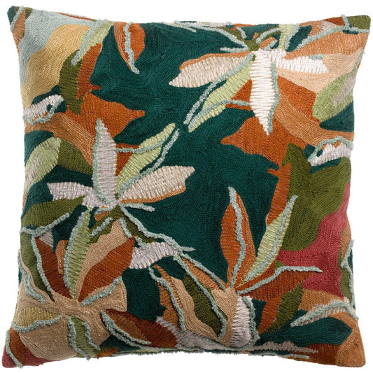 Alina Petrol geborduurd kussen 45 x 45