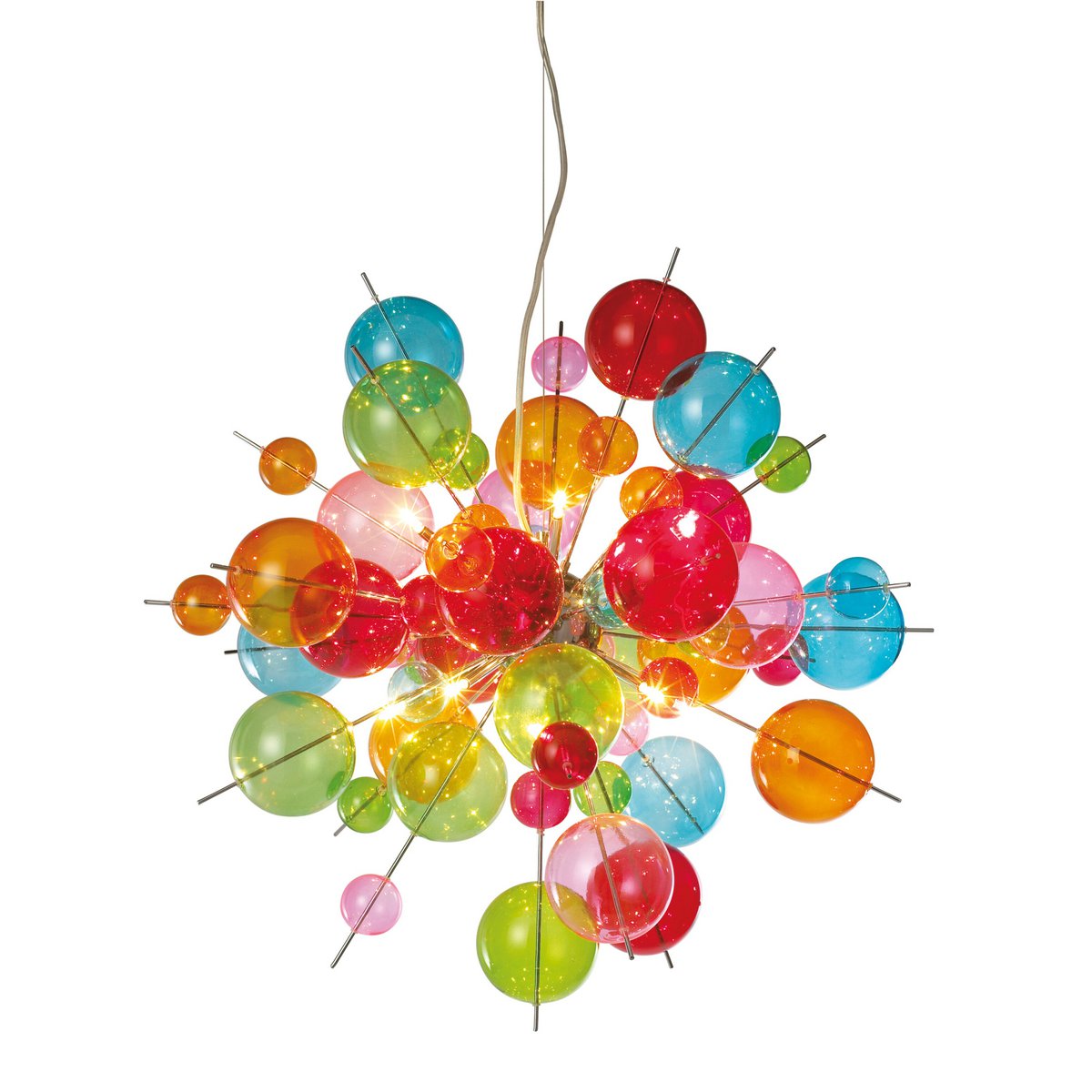 Hanger lamp "explosie" gekleurd gemaakt van metaal en glas, G9 -versies, hangende lamp voor eetkamer, woonkamer, hal of kantoor, Øca. 65 cm