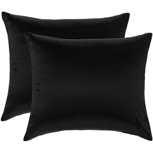 Voordeelset 2x 100% Zijden kussensloop Zwart Hotelsluiting - 19MM