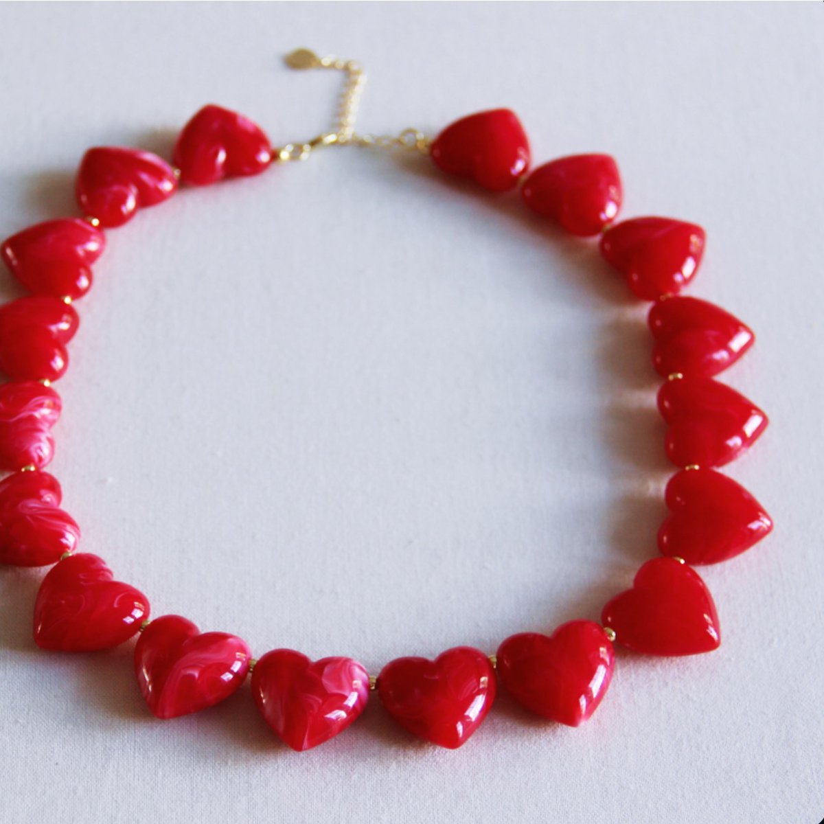 XL Hart Bead ketting - Rood
