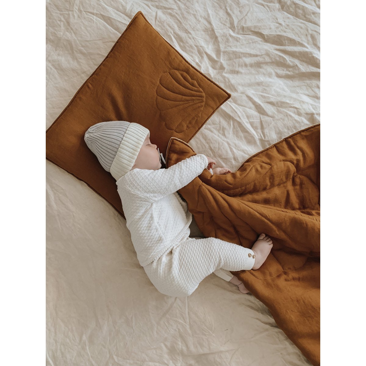 Linnen schelp kinderovertrekset "Caramel" Groot formaat