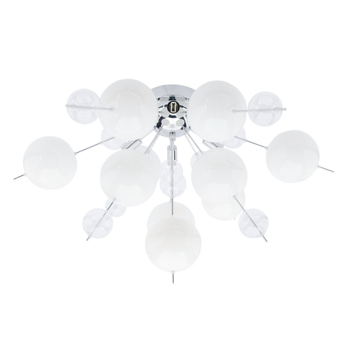 Plafondlamp "explosie" wit gemaakt van metaal en glas, G9 -versies, plafondlamp voor eetkamer, woonkamer, gang of kantoor, Ø57 cm